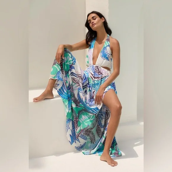 NWT By Anthropologie Plunge Cutout Maxi Dress - Picture 2 of 4